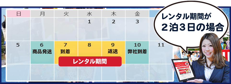 レンタル期間が2泊3日の場合
